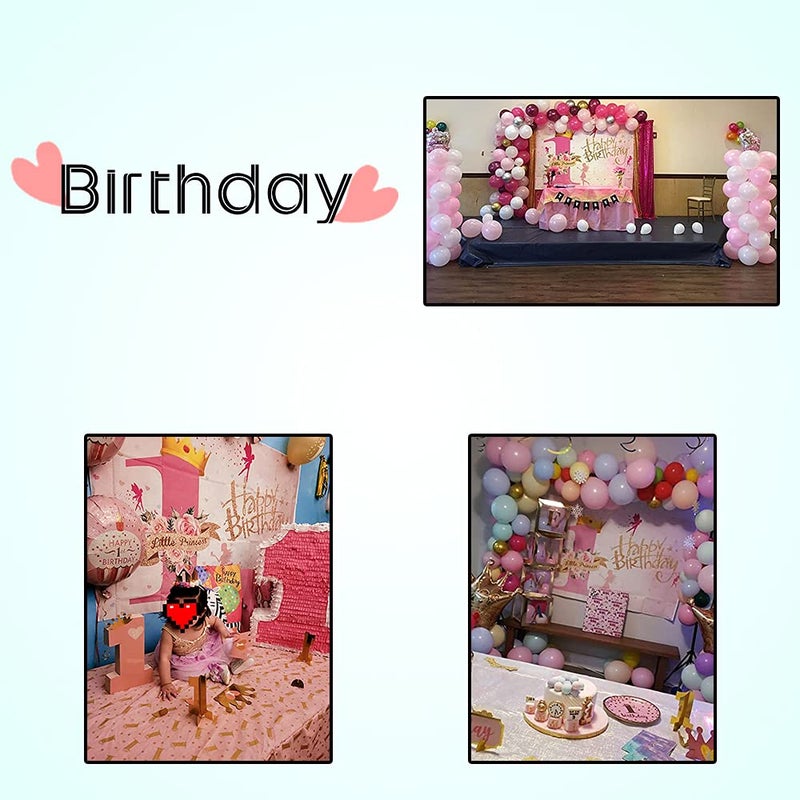 LFEEY 5x3ft 1st Birthday Backdrops for Photography Girl Sweet Pink Little Princess First Birthday Photography Backdrops Kids Baby Happy Birthday Party Cake Smash Banner Background Photo Booth Props - Image 3